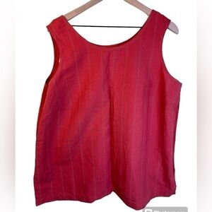 EVAN-PICONE 55% Linen Tank Top Size 1X Side Slits Lagonlook Summer